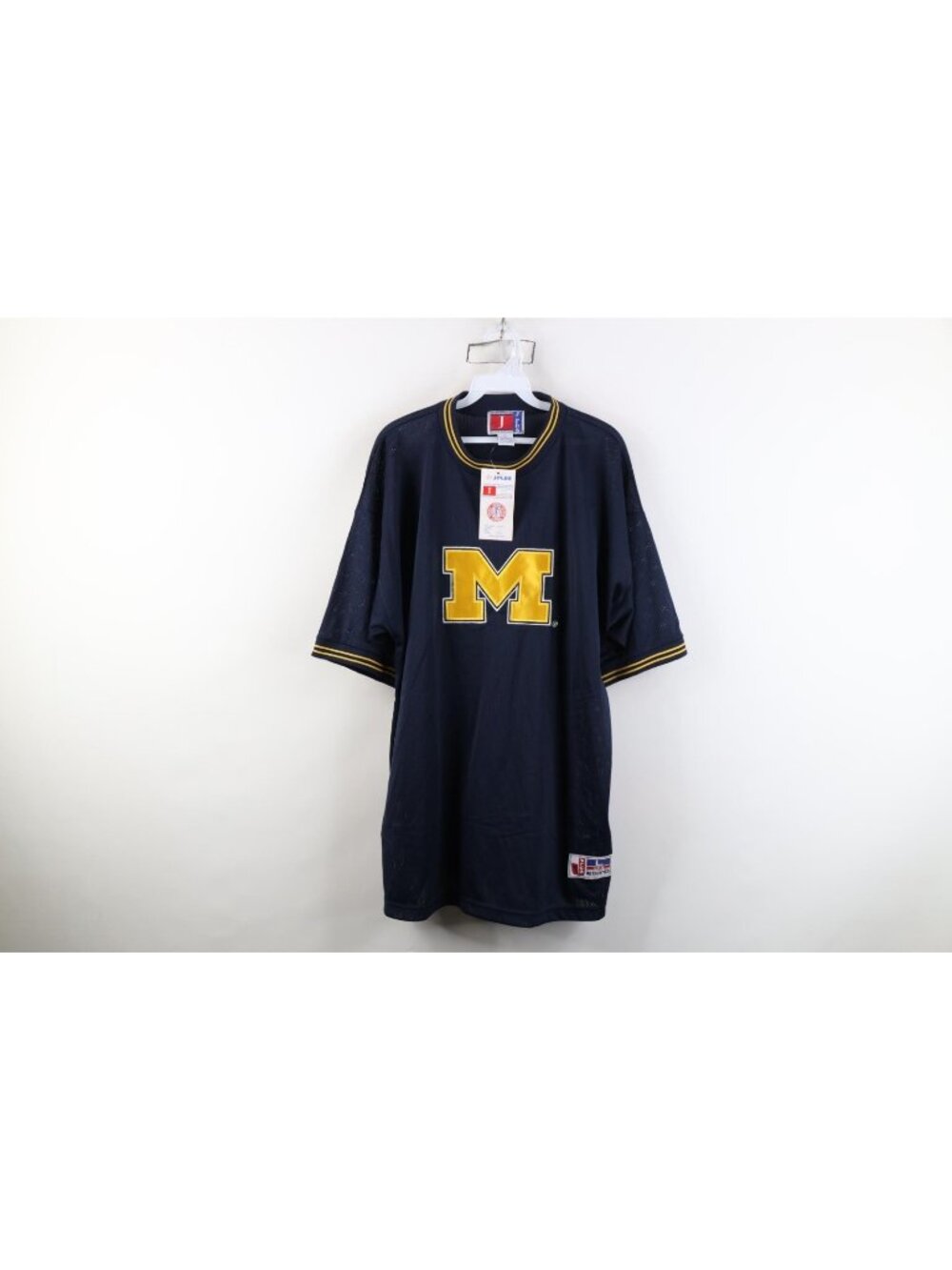 Deadstock Vtg 90s Mens Large Baggy Block M University of Michigan Jersey T-Shirt